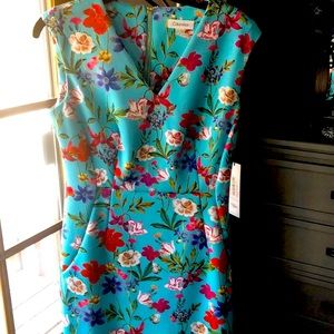 Calvin Klein floral scuba sheath dress